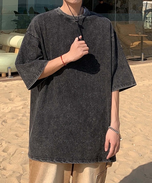 aimoha（アイモハ）の「【aimoha neo】Vintage Dye Crewneck (SS)（Tシャツ/カットソー・メンズ・グリーン/ベージュ/ブラック・LARGE/X-LARGE/XX-LARGE/XXX-LARGE）」の6枚目の写真