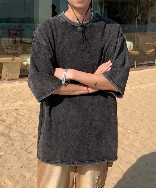 aimoha（アイモハ）の「【aimoha neo】Vintage Dye Crewneck (SS)（Tシャツ/カットソー・メンズ・グリーン/ベージュ/ブラック・LARGE/X-LARGE/XX-LARGE/XXX-LARGE）」の7枚目の写真