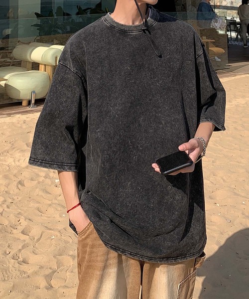 aimoha（アイモハ）の「【aimoha neo】Vintage Dye Crewneck (SS)（Tシャツ/カットソー・メンズ・グリーン/ベージュ/ブラック・LARGE/X-LARGE/XX-LARGE/XXX-LARGE）」の9枚目の写真