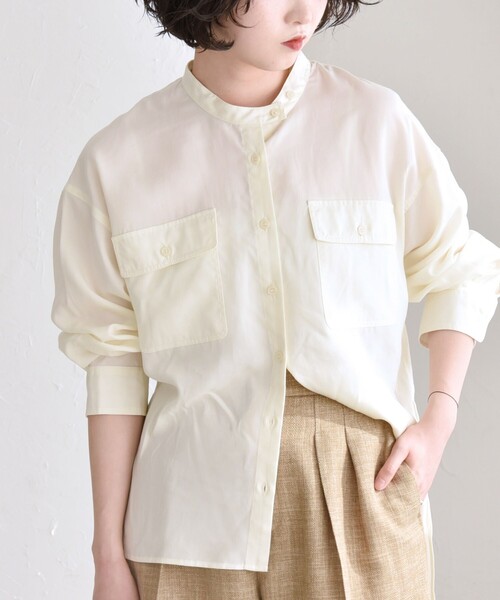 quaranciel(カランシエル)の「quaranciel:〈手洗い可能〉ドレッシー ワーク ポケット シャツ(シャツ/ブラウス・レディース・ナチュラル/ブラウン/ネイビー・ONE SIZE)」の17枚目の写真