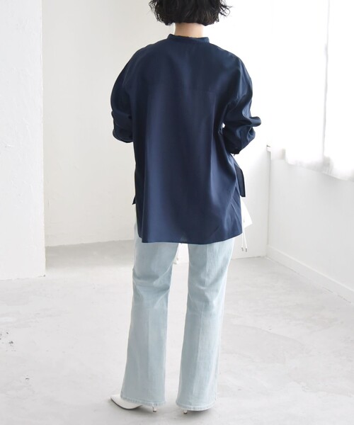 セール】quaranciel:〈手洗い可能〉ドレッシー ワーク ポケット シャツ