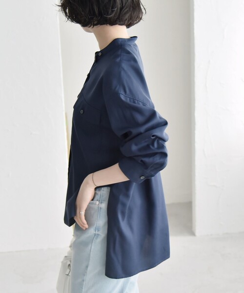 quaranciel:〈手洗い可能〉ドレッシー ワーク ポケット シャツ