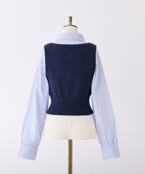 one after another NICE CLAUP(ワンアフターアナザーナイスクラップ)の「ベストドッキングデザインシャツ(シャツ/ブラウス・レディース・杢グレー/ネイビー/オフホワイト・FREE)」の6枚目の写真