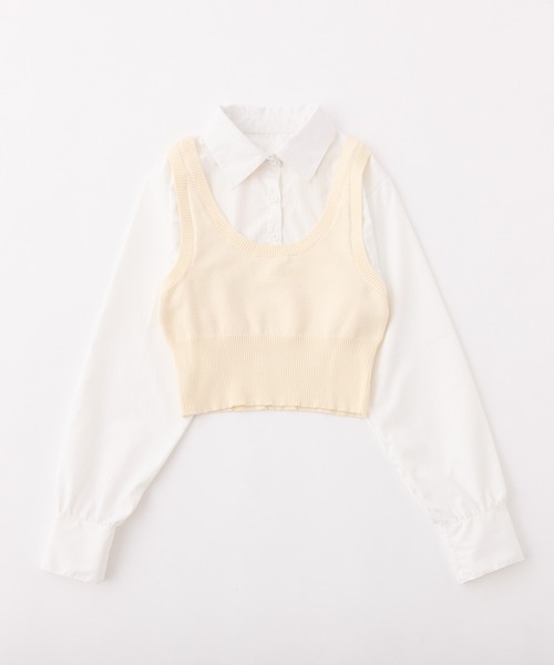 one after another NICE CLAUP(ワンアフターアナザーナイスクラップ)の「ベストドッキングデザインシャツ(シャツ/ブラウス・レディース・杢グレー/ネイビー/オフホワイト・FREE)」の18枚目の写真