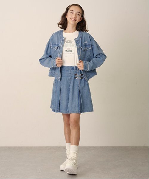 セール】ノーカラーデニムジャケット（デニムジャケット）｜pom