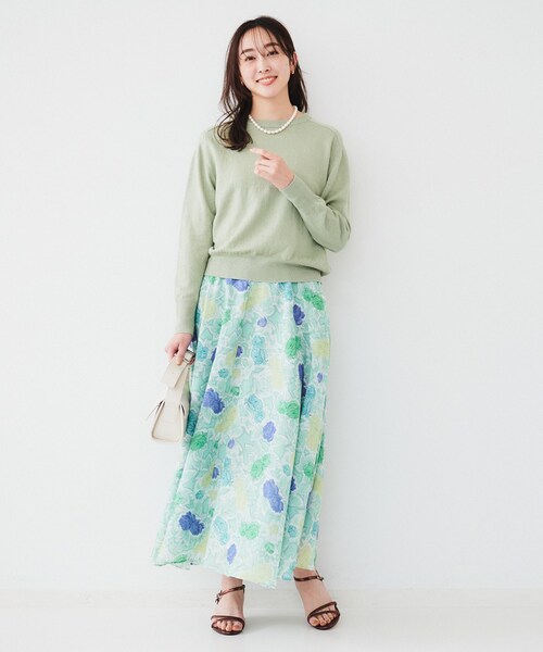 UNTITLED（アンタイトル）の「【アンサンブル可能/洗える】リネン混ベーシックニット（ニット/セーター・レディース・グリーン系/イエロー系その他/ベージュ/ネイビー・00/02/04/44/48）」の17枚目の写真