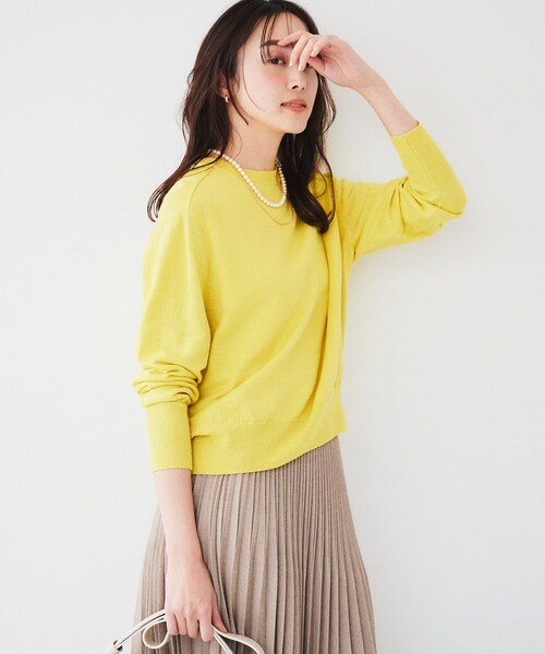UNTITLED（アンタイトル）の「【アンサンブル可能/洗える】リネン混ベーシックニット（ニット/セーター・レディース・グリーン系/イエロー系その他/ベージュ/ネイビー・00/02/04/44/48）」の19枚目の写真