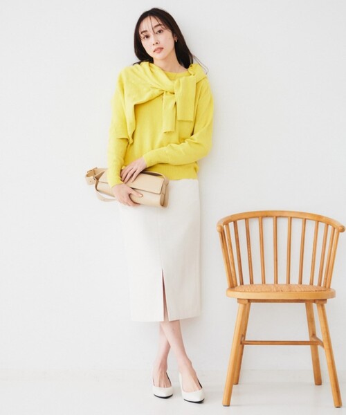 UNTITLED（アンタイトル）の「【アンサンブル可能/洗える】リネン混ベーシックニット（ニット/セーター・レディース・グリーン系/イエロー系その他/ベージュ/ネイビー・00/02/04/44/48）」の22枚目の写真