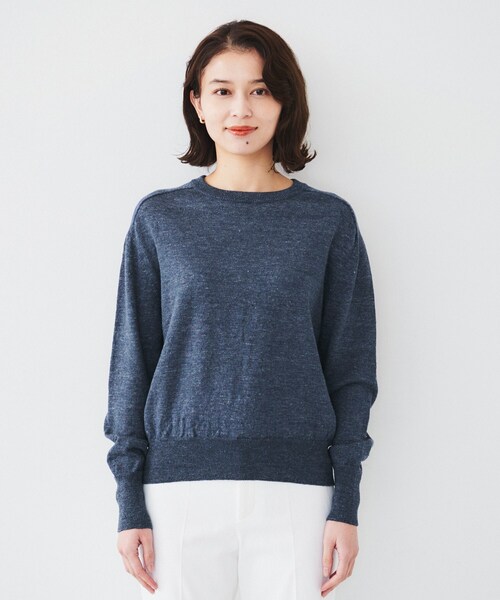 UNTITLED（アンタイトル）の「【アンサンブル可能/洗える】リネン混ベーシックニット（ニット/セーター・レディース・グリーン系/イエロー系その他/ベージュ/ネイビー・00/02/04/44/48）」の7枚目の写真