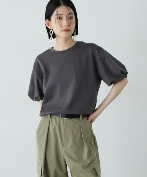 N.（N. Natural Beauty Basic）（エヌエヌナチュラルビューティーベーシック）の「ネジリパフカットソー（Tシャツ/カットソー・レディース・チャコールグレー/パープル/オフホワイト・MEDIUM）」の2枚目の写真