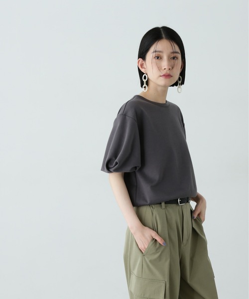 N.（N. Natural Beauty Basic）（エヌエヌナチュラルビューティーベーシック）の「ネジリパフカットソー（Tシャツ/カットソー・レディース・チャコールグレー/パープル/オフホワイト・MEDIUM）」の16枚目の写真