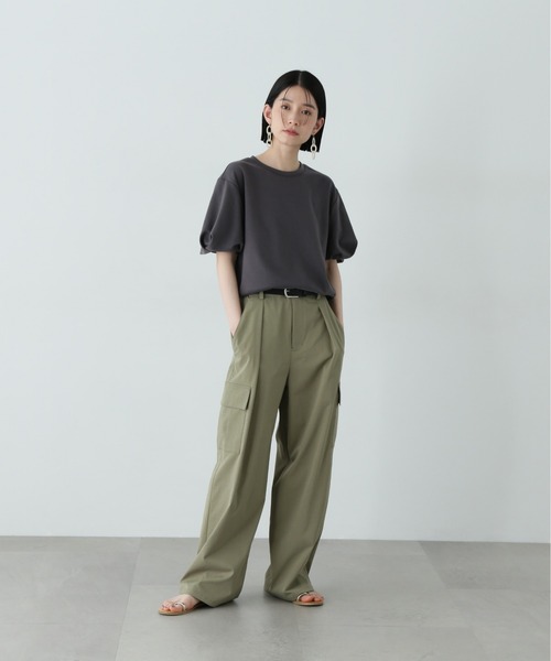N.（N. Natural Beauty Basic）（エヌエヌナチュラルビューティーベーシック）の「ネジリパフカットソー（Tシャツ/カットソー・レディース・チャコールグレー/パープル/オフホワイト・MEDIUM）」の18枚目の写真