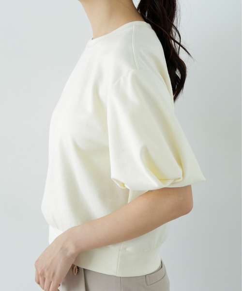 N.（N. Natural Beauty Basic）（エヌエヌナチュラルビューティーベーシック）の「ネジリパフカットソー（Tシャツ/カットソー・レディース・チャコールグレー/パープル/オフホワイト・MEDIUM）」の14枚目の写真