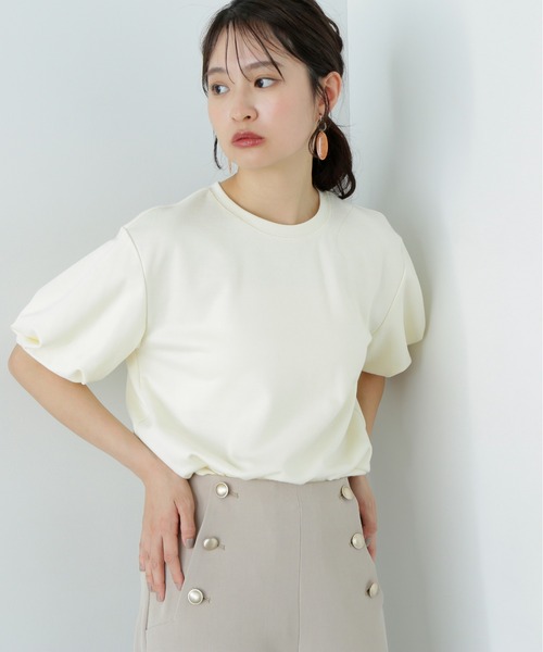 N.（N. Natural Beauty Basic）（エヌエヌナチュラルビューティーベーシック）の「ネジリパフカットソー（Tシャツ/カットソー・レディース・チャコールグレー/パープル/オフホワイト・MEDIUM）」の5枚目の写真
