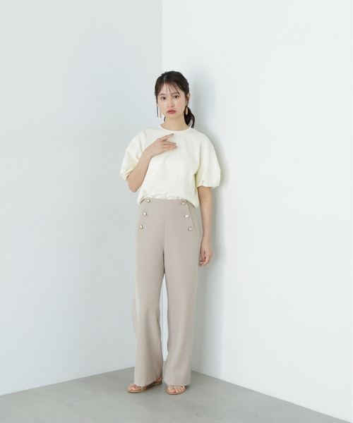 N.（N. Natural Beauty Basic）（エヌエヌナチュラルビューティーベーシック）の「ネジリパフカットソー（Tシャツ/カットソー・レディース・チャコールグレー/パープル/オフホワイト・MEDIUM）」の6枚目の写真