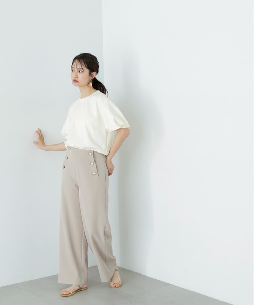 N.（N. Natural Beauty Basic）（エヌエヌナチュラルビューティーベーシック）の「ネジリパフカットソー（Tシャツ/カットソー・レディース・チャコールグレー/パープル/オフホワイト・MEDIUM）」の7枚目の写真