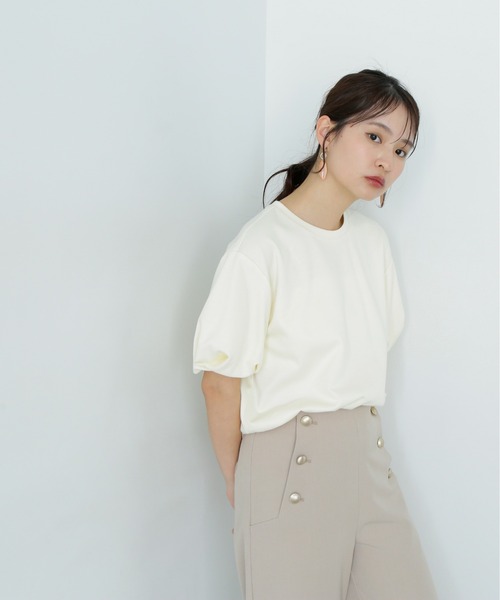 N.（N. Natural Beauty Basic）（エヌエヌナチュラルビューティーベーシック）の「ネジリパフカットソー（Tシャツ/カットソー・レディース・チャコールグレー/パープル/オフホワイト・MEDIUM）」の8枚目の写真