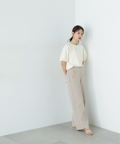 N.（N. Natural Beauty Basic）（エヌエヌナチュラルビューティーベーシック）の「ネジリパフカットソー（Tシャツ/カットソー・レディース・チャコールグレー/パープル/オフホワイト・MEDIUM）」の9枚目の写真
