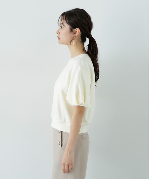 N.（N. Natural Beauty Basic）（エヌエヌナチュラルビューティーベーシック）の「ネジリパフカットソー（Tシャツ/カットソー・レディース・チャコールグレー/パープル/オフホワイト・MEDIUM）」の12枚目の写真