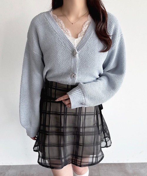 apres jour(アプレジュール)の「【6色展開】リボンボタンカラーカーディガン(カーディガン/ボレロ・レディース・ブルー/イエロー/オレンジ/ホワイト/グリーン/ピンク・X-LARGE/フリー)」の19枚目の写真