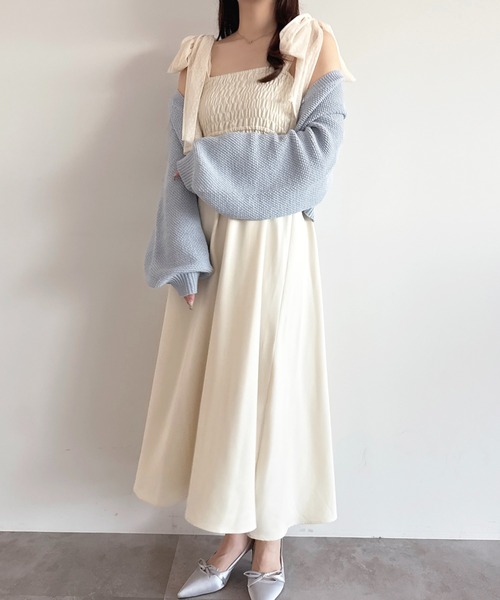 apres jour(アプレジュール)の「【6色展開】リボンボタンカラーカーディガン(カーディガン/ボレロ・レディース・ブルー/イエロー/オレンジ/ホワイト/グリーン/ピンク・X-LARGE/フリー)」の14枚目の写真