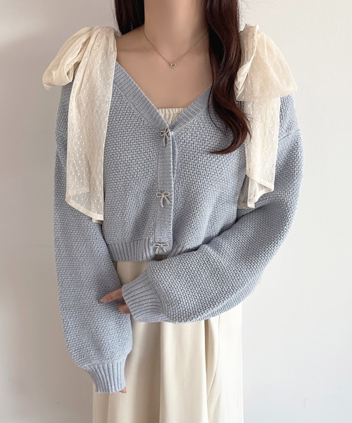 apres jour(アプレジュール)の「【6色展開】リボンボタンカラーカーディガン(カーディガン/ボレロ・レディース・ブルー/イエロー/オレンジ/ホワイト/グリーン/ピンク・X-LARGE/フリー)」の17枚目の写真