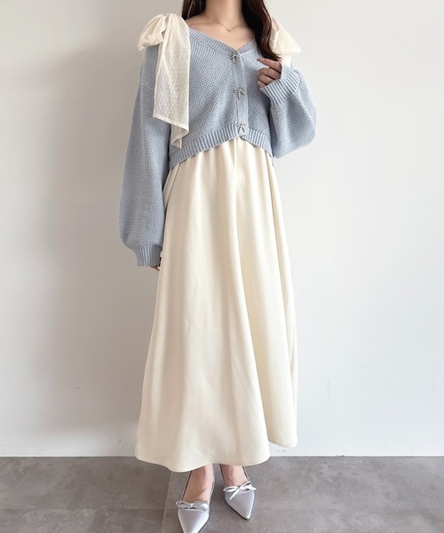 apres jour(アプレジュール)の「【6色展開】リボンボタンカラーカーディガン(カーディガン/ボレロ・レディース・ブルー/イエロー/オレンジ/ホワイト/グリーン/ピンク・X-LARGE/フリー)」の16枚目の写真