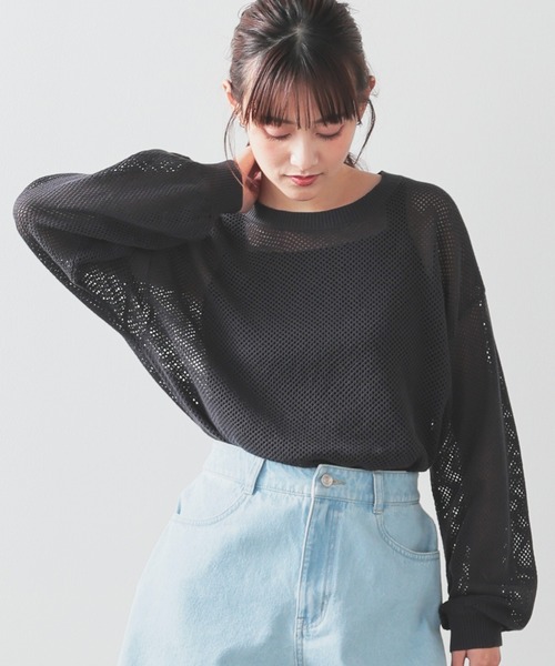 美品！マスターバニーワッフルメッシュニットシャツ Honeys トップス ニット サマーセーター ロゴニット メッシュ