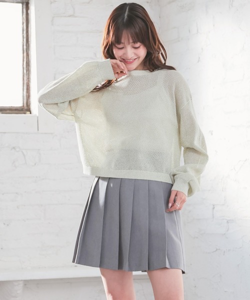 メッシュ編クルーニット（ニット/セーター）｜Honeys（ハニーズ