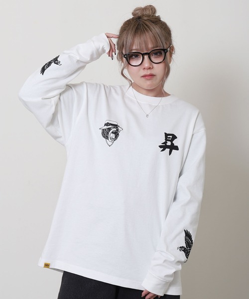 COBMASTER(コブマスター)の「【COBMASTER】 吸水速乾 天竺 プリント × 刺繍 ベーシック ロングスリーブ Tシャツ / ロンT(Tシャツ/カットソー・メンズ・イエロー/ホワイト/ブラック・LARGE/X-LARGE/MEDIUM)」の4枚目の写真