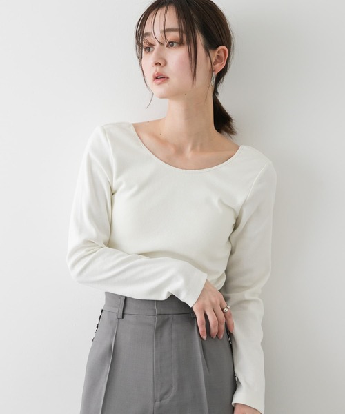 SENSE OF PLACE by URBAN RESEARCH（センスオブプレイスバイアーバンリサーチ）の「カップツキバックオープンリブトップ（Tシャツ/カットソー・レディース・ブラック/ホワイト/モカ・ONE）」の5枚目の写真