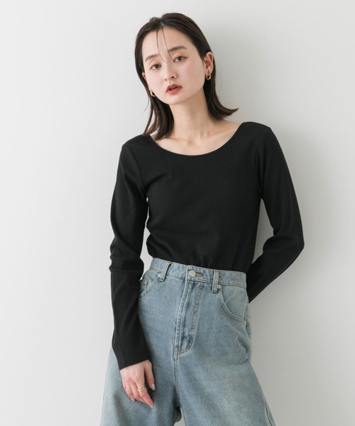 SENSE OF PLACE by URBAN RESEARCH（センスオブプレイスバイアーバンリサーチ）の「カップツキバックオープンリブトップ（Tシャツ/カットソー・レディース・ブラック/ホワイト/モカ・ONE）」の8枚目の写真