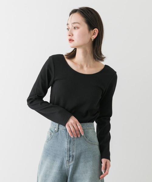 SENSE OF PLACE by URBAN RESEARCH（センスオブプレイスバイアーバンリサーチ）の「カップツキバックオープンリブトップ（Tシャツ/カットソー・レディース・ブラック/ホワイト/モカ・ONE）」の9枚目の写真