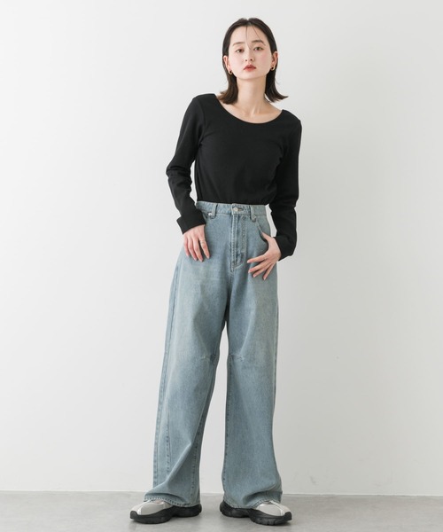 SENSE OF PLACE by URBAN RESEARCH（センスオブプレイスバイアーバンリサーチ）の「カップツキバックオープンリブトップ（Tシャツ/カットソー・レディース・ブラック/ホワイト/モカ・ONE）」の11枚目の写真