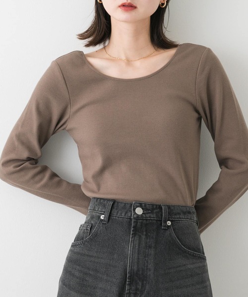 SENSE OF PLACE by URBAN RESEARCH（センスオブプレイスバイアーバンリサーチ）の「カップツキバックオープンリブトップ（Tシャツ/カットソー・レディース・ブラック/ホワイト/モカ・ONE）」の13枚目の写真