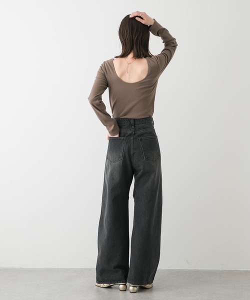 SENSE OF PLACE by URBAN RESEARCH（センスオブプレイスバイアーバンリサーチ）の「カップツキバックオープンリブトップ（Tシャツ/カットソー・レディース・ブラック/ホワイト/モカ・ONE）」の19枚目の写真