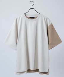 Naive magic（ナイーブマジック）の「【a】〔Naive Magic〕カットスウェード ボディ切替 クルーネックTシャツ（Tシャツ/カットソー）」