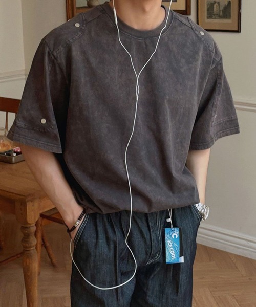 ASCLO（エジュクロ）の「ASCLO／ウォッシュリベットＴ（Tシャツ/カットソー・メンズ・チャコールグレー/ブラック・FREE）」の2枚目の写真