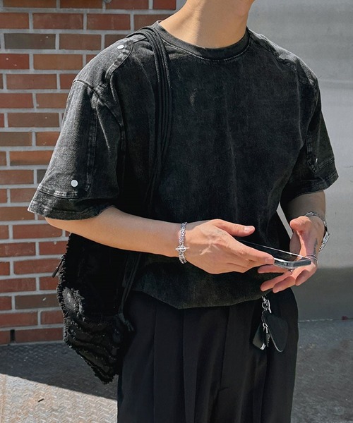 ASCLO（エジュクロ）の「ASCLO／ウォッシュリベットＴ（Tシャツ/カットソー・メンズ・チャコールグレー/ブラック・FREE）」の11枚目の写真