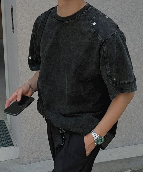 ASCLO（エジュクロ）の「ASCLO／ウォッシュリベットＴ（Tシャツ/カットソー・メンズ・チャコールグレー/ブラック・FREE）」の12枚目の写真