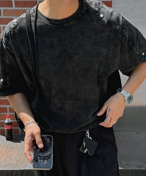 ASCLO（エジュクロ）の「ASCLO／ウォッシュリベットＴ（Tシャツ/カットソー・メンズ・チャコールグレー/ブラック・FREE）」の13枚目の写真