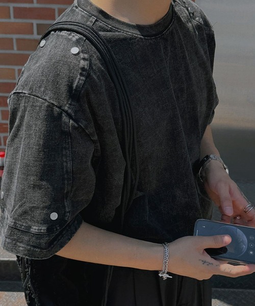 ASCLO（エジュクロ）の「ASCLO／ウォッシュリベットＴ（Tシャツ/カットソー・メンズ・チャコールグレー/ブラック・FREE）」の15枚目の写真