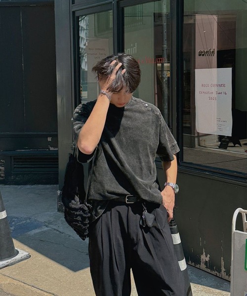 ASCLO（エジュクロ）の「ASCLO／ウォッシュリベットＴ（Tシャツ/カットソー・メンズ・チャコールグレー/ブラック・FREE）」の3枚目の写真