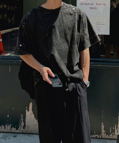 ASCLO（エジュクロ）の「ASCLO／ウォッシュリベットＴ（Tシャツ/カットソー・メンズ・チャコールグレー/ブラック・FREE）」の4枚目の写真