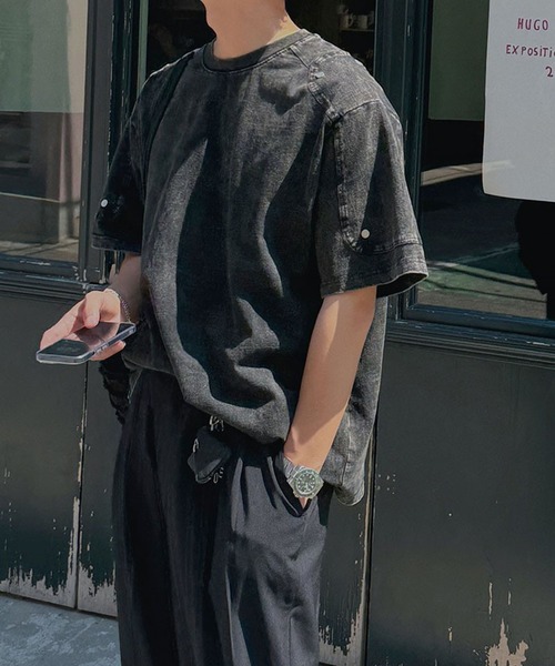 ASCLO（エジュクロ）の「ASCLO／ウォッシュリベットＴ（Tシャツ/カットソー・メンズ・チャコールグレー/ブラック・FREE）」の5枚目の写真