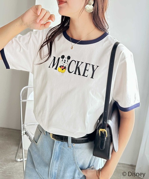 Disney(ディズニー)の「【Disney/ディズニー】別注/Mickey Mouse&Minnie Mouse/リンガープリントTシャツ(Tシャツ/カットソー・レディース・グレー系1/ホワイト系2/グレー系2/ホワイト系1・LARGE/MEDIUM)」の1枚目の写真