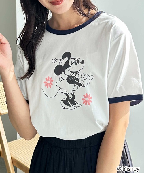 Disney(ディズニー)の「【Disney/ディズニー】別注/Mickey Mouse&Minnie Mouse/リンガープリントTシャツ(Tシャツ/カットソー・レディース・グレー系1/ホワイト系2/グレー系2/ホワイト系1・LARGE/MEDIUM)」の2枚目の写真
