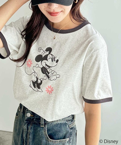 Disney(ディズニー)の「【Disney/ディズニー】別注/Mickey Mouse&Minnie Mouse/リンガープリントTシャツ(Tシャツ/カットソー・レディース・グレー系1/ホワイト系2/グレー系2/ホワイト系1・LARGE/MEDIUM)」の4枚目の写真