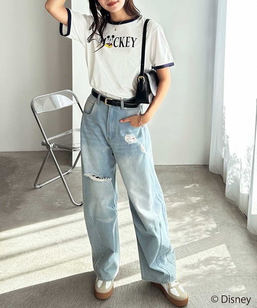 Disney(ディズニー)の「【Disney/ディズニー】別注/Mickey Mouse&Minnie Mouse/リンガープリントTシャツ(Tシャツ/カットソー・レディース・グレー系1/ホワイト系2/グレー系2/ホワイト系1・LARGE/MEDIUM)」の10枚目の写真