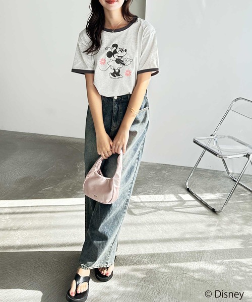 Disney(ディズニー)の「【Disney/ディズニー】別注/Mickey Mouse&Minnie Mouse/リンガープリントTシャツ(Tシャツ/カットソー・レディース・グレー系1/ホワイト系2/グレー系2/ホワイト系1・LARGE/MEDIUM)」の7枚目の写真